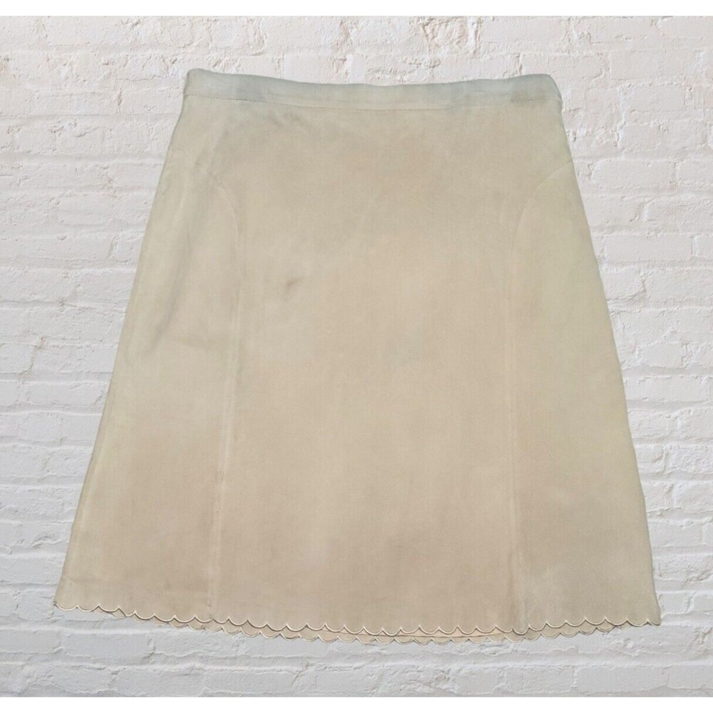 NWT Terry Lewis Scallop Leather Suede Skirt Size 12P Petite Lined Western READ